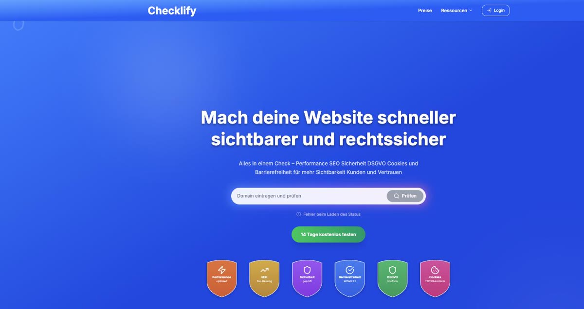 Checklify Website Hero – Website-Check für Unternehmen